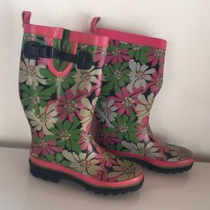 Cute GMA NY Big Flower Rubber Rain Boots